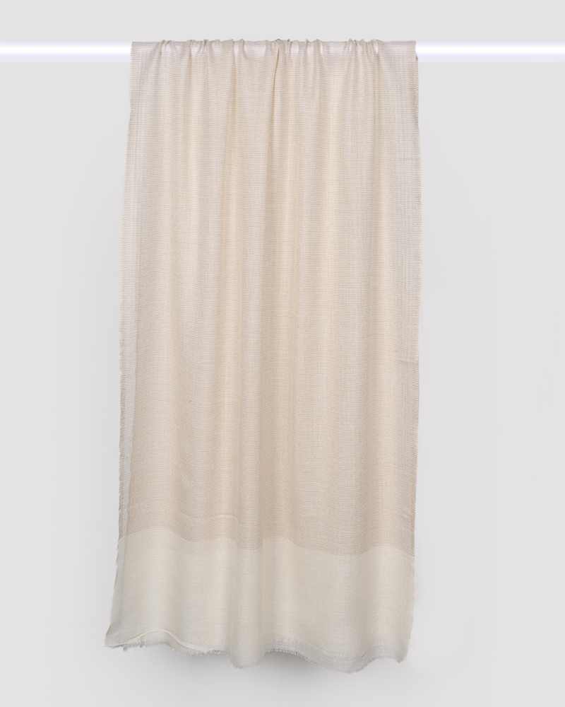 Cream Pashmina Wool Natural Border Stole